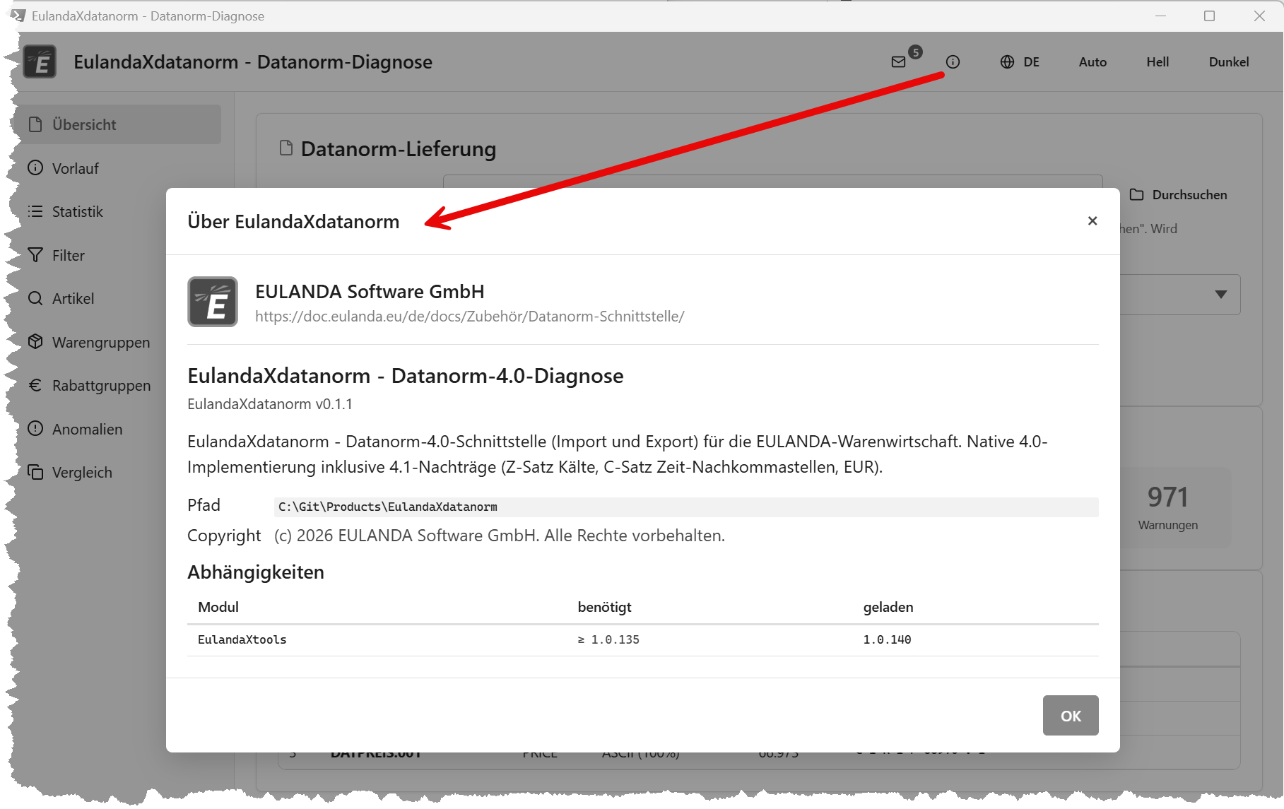 About-Box des Plugins